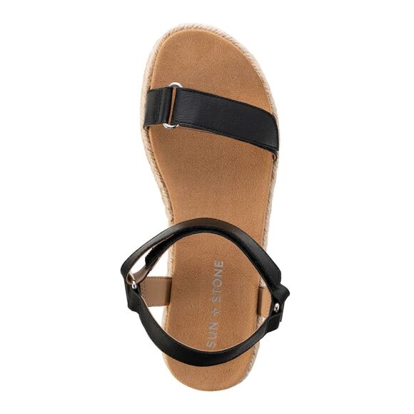 Sun + Stone Women Ankle Strap Espadrille Platform Sandals Rylaan US 9M Black - Picture 4 of 5